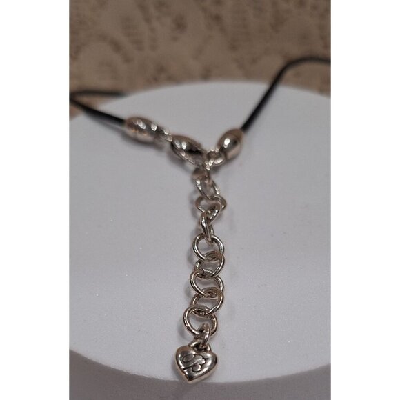 Brighton Silver Spiral Pendant Necklace With Adjustable Chain & Black Cord - Picture 3 of 7